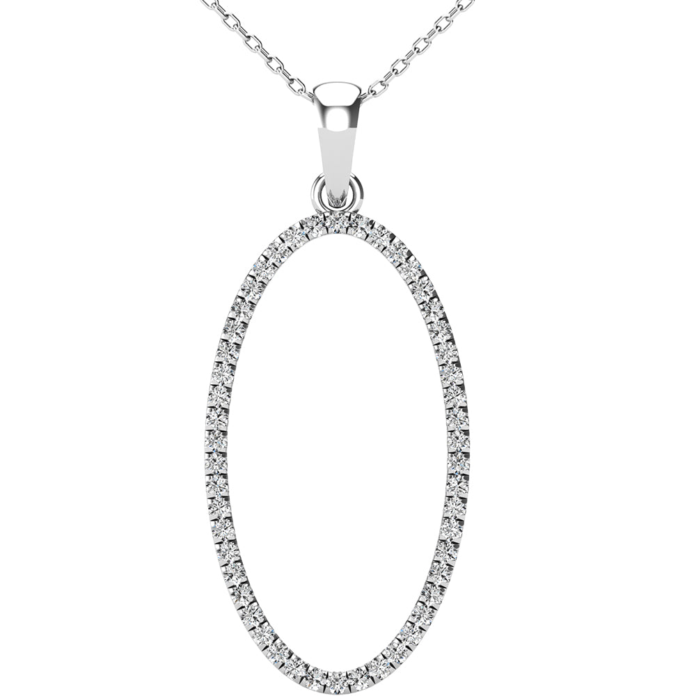 Diamond 1/5 Ct.Tw Oval Shape Pendant In 10K White Gold