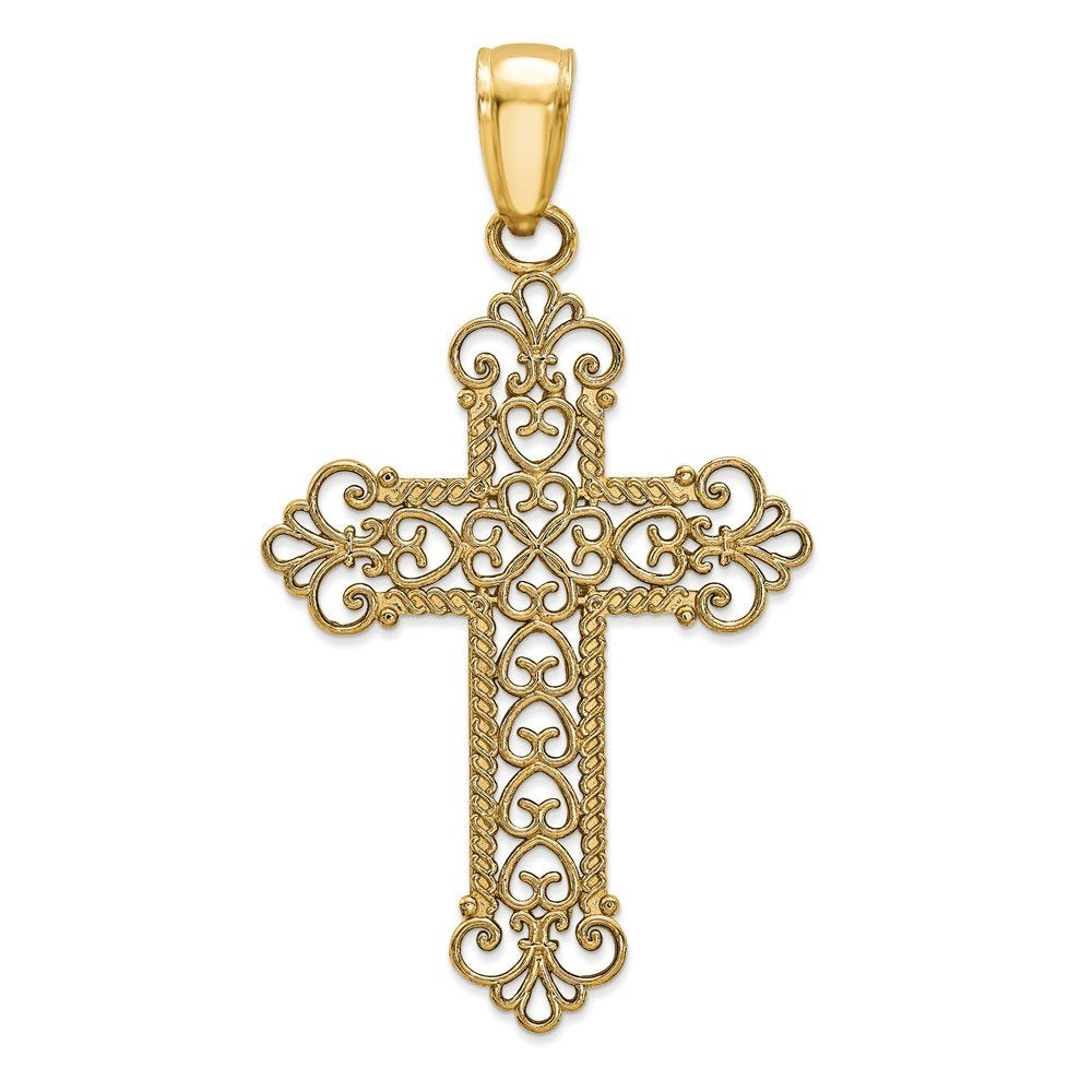 14K Fleur De Lis Cross Charm