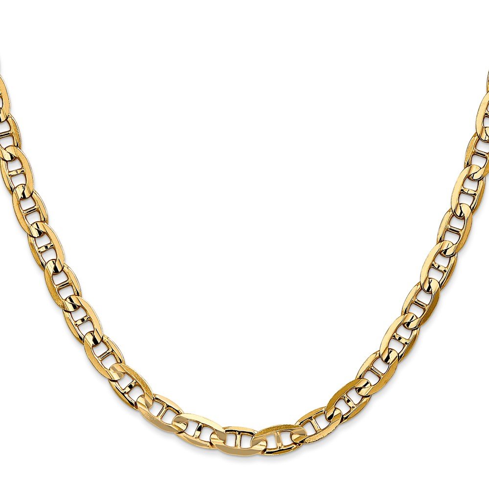 14K 9 Inch 5.25Mm Concave Anchor With Lobster Clasp Chain