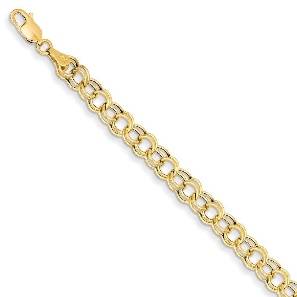 14K Hollow Double Link Charm Bracelet