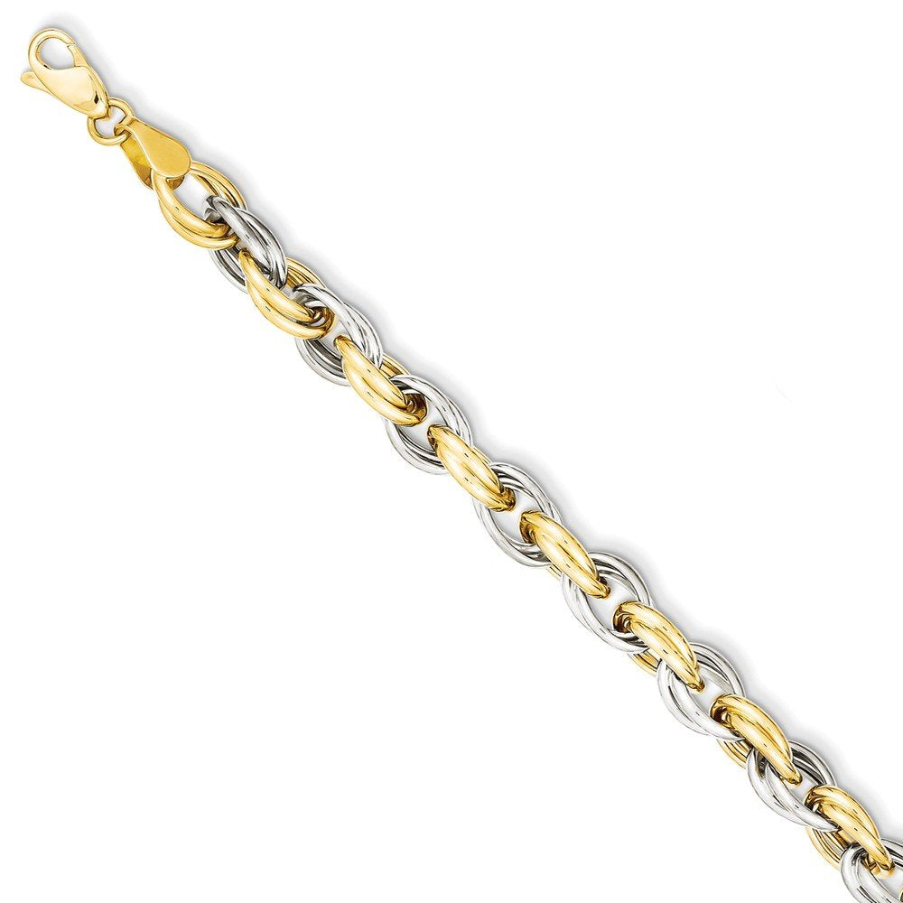 14K Two-Tone Fancy Hollow Link Bracelet