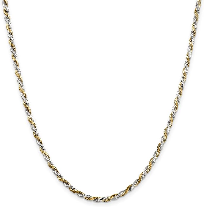 10k Yellow and White Gold Diamond Rope Chain