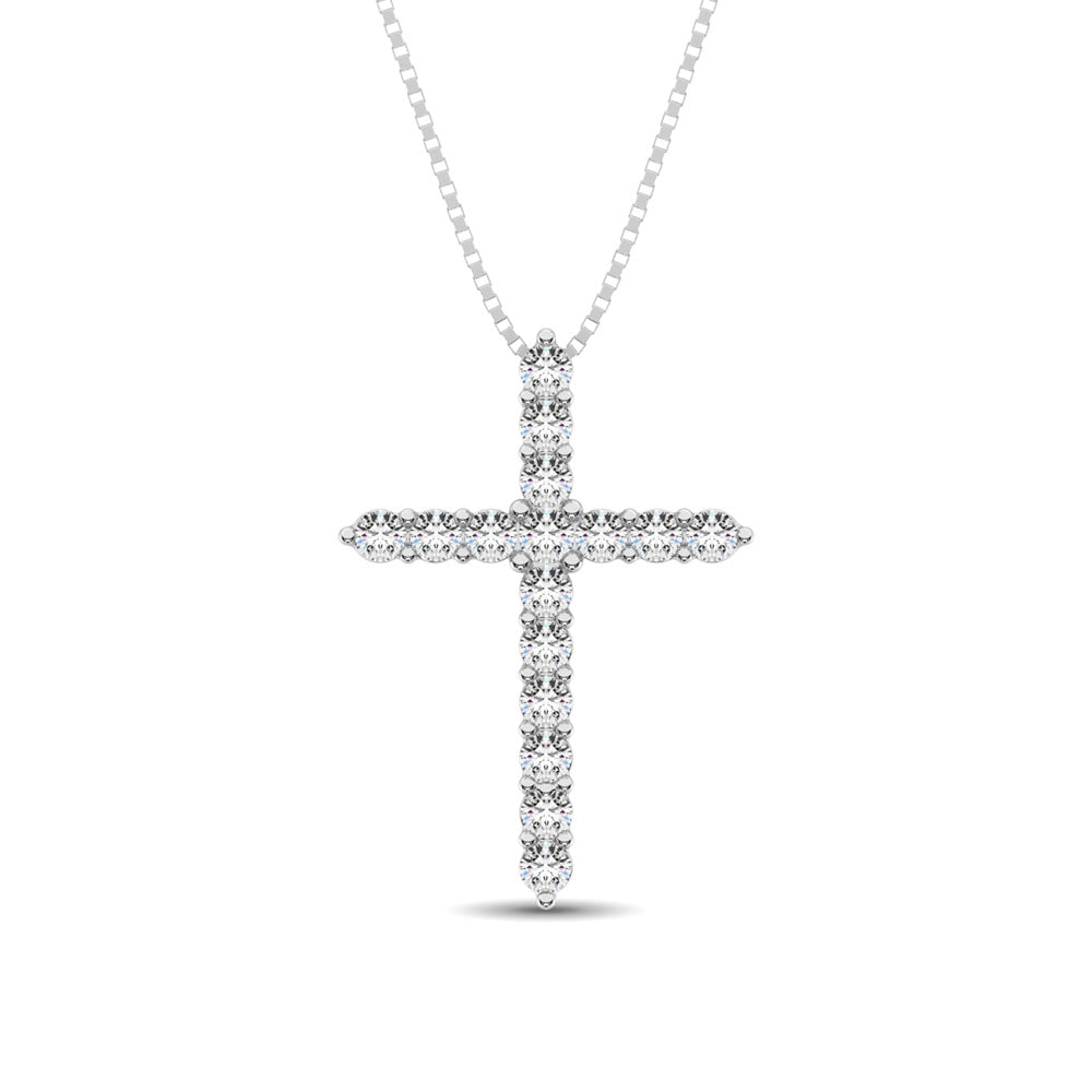 Diamond 1/2 Ct.Tw. Cross Pendant In 14K White Gold