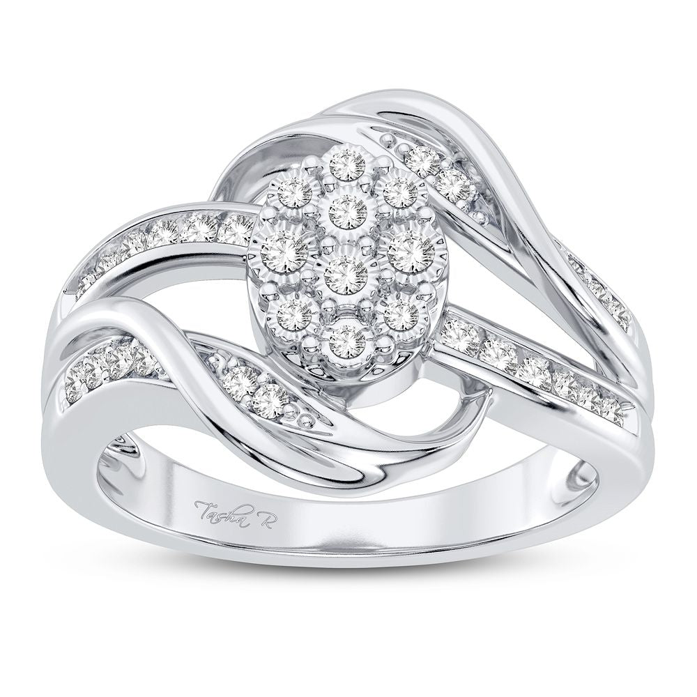 10K White Gold Elegant 0.25Ct Diamond Ring
