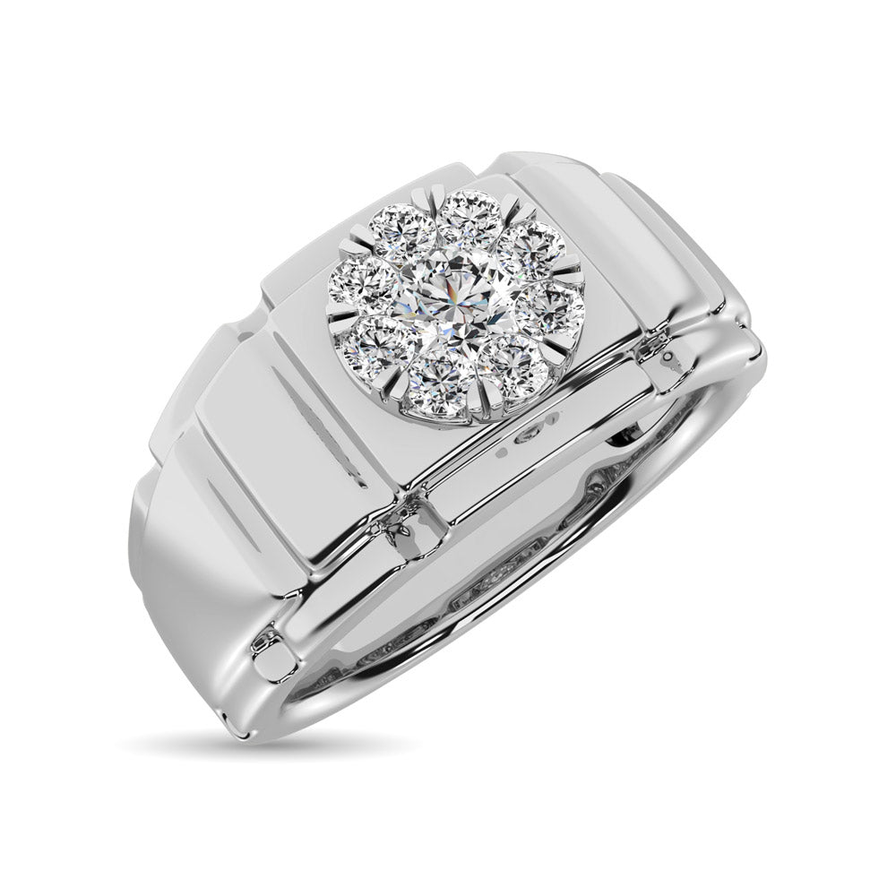 Diamond 1/2 Ct.Tw. Mens Fashion Ring In 14K White Gold