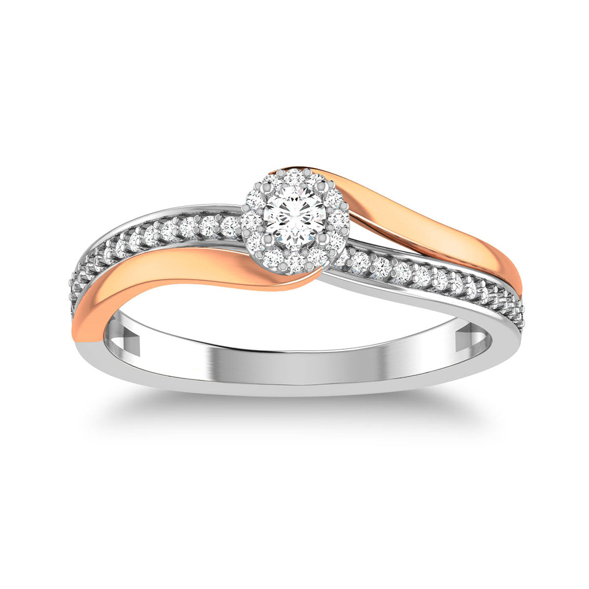 10K Two Tone 1/4 Ct.Tw. Diamond Twisted Ring