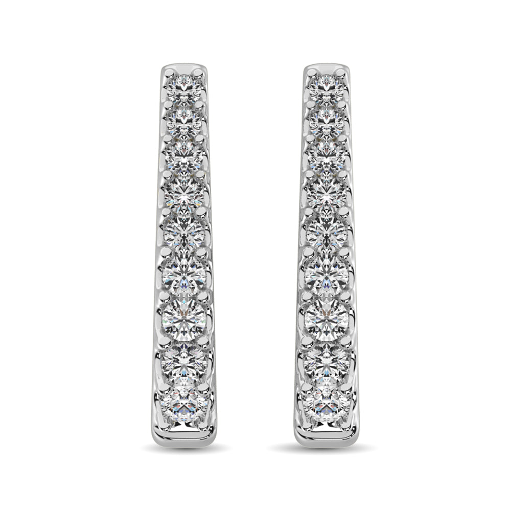 10K White Gold Diamond 1 Ct.Tw. Classic Hoop Earrings
