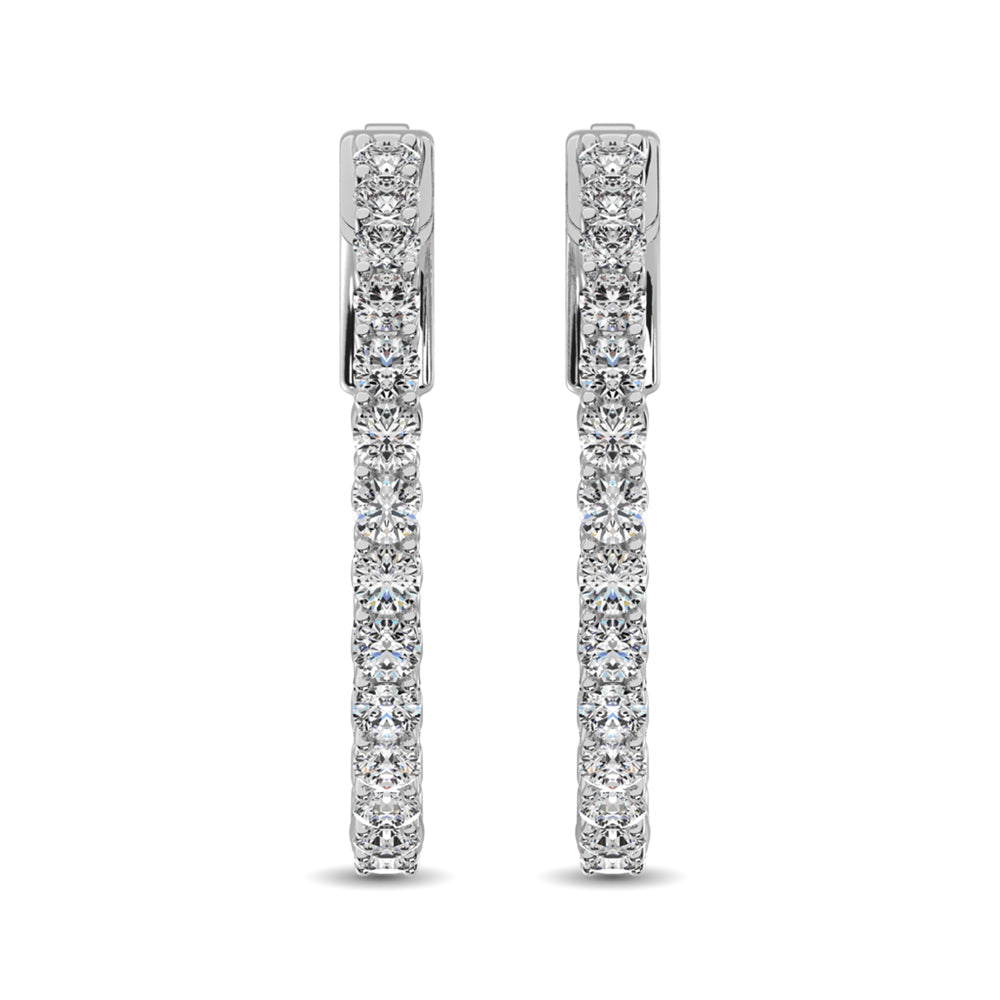10K White Gold Diamond 1/2 Ct.Tw. In And Out Hoop Earrings