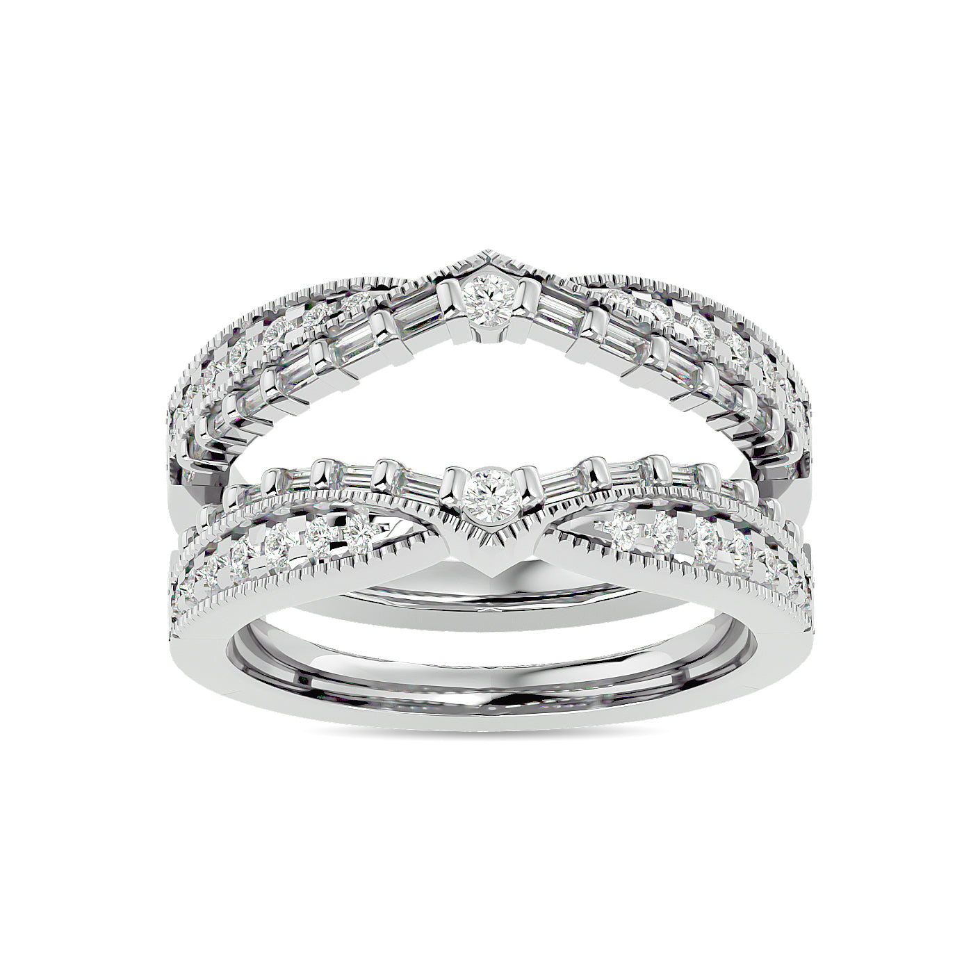 Diamond 3/4 Ct Tw Round Cut Guard Ring  In 14K White Gold