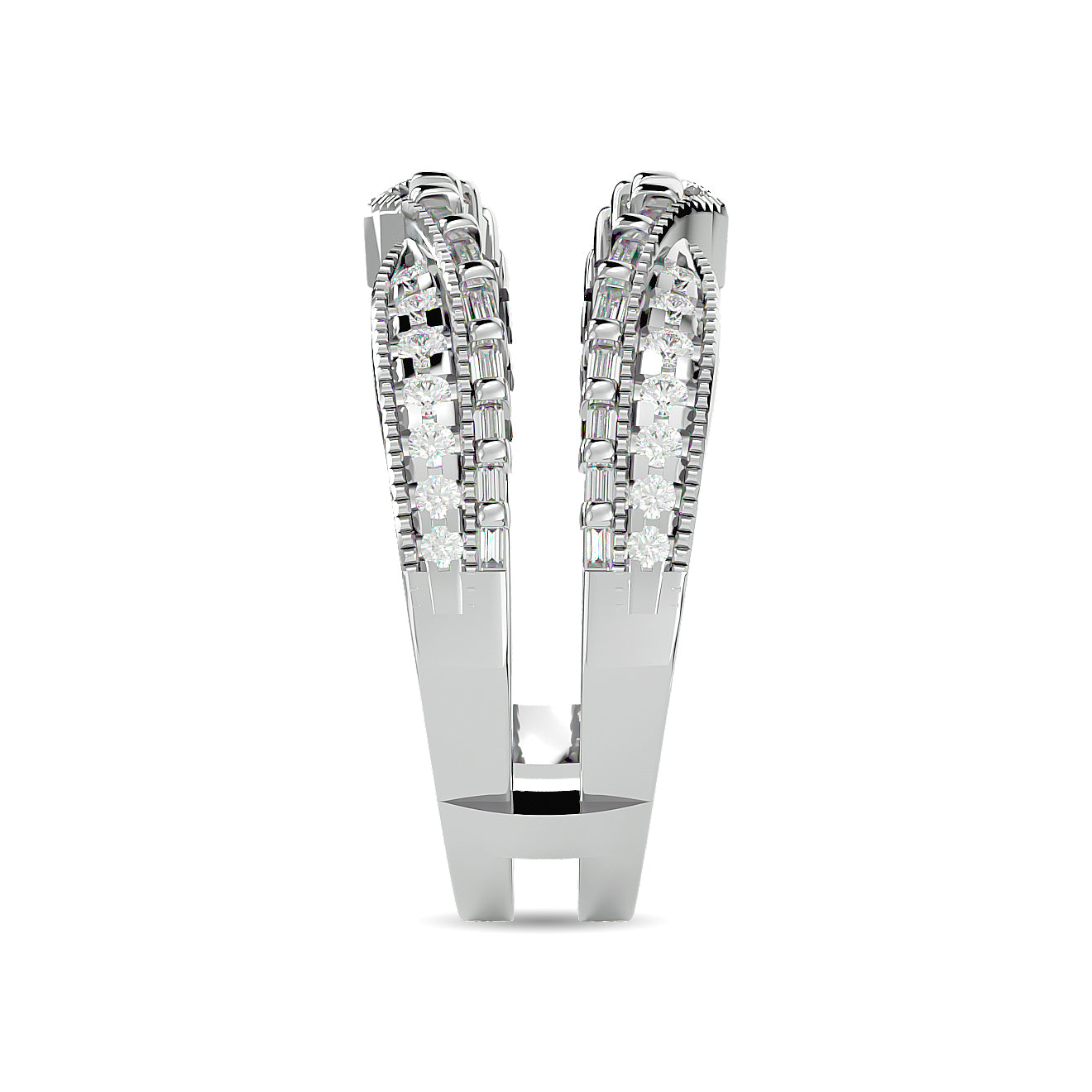 Diamond 3/4 Ct Tw Round Cut Guard Ring  In 14K White Gold