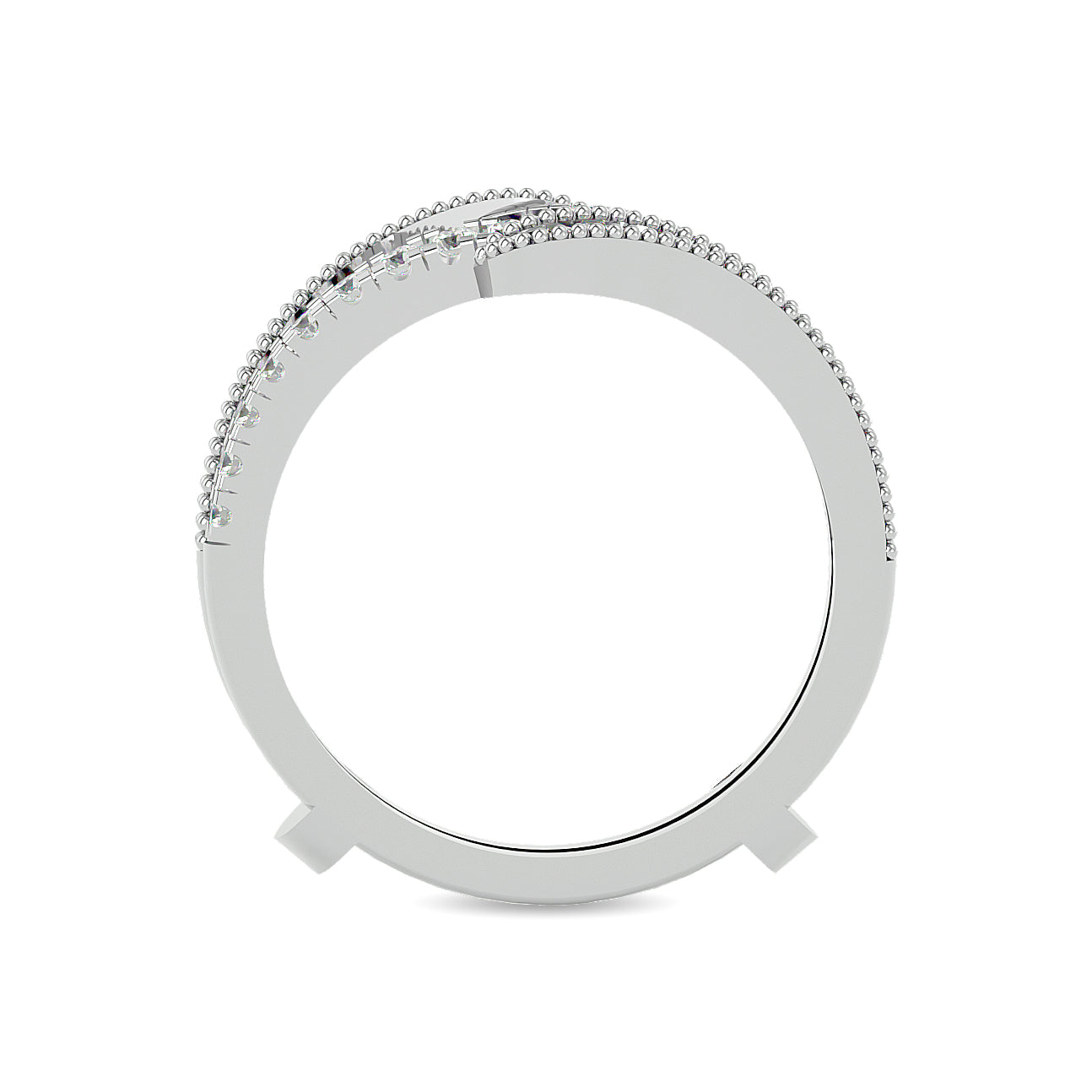 Diamond 1/2 ct tw Round and Tapper Guard Ring  in 14K White Gold