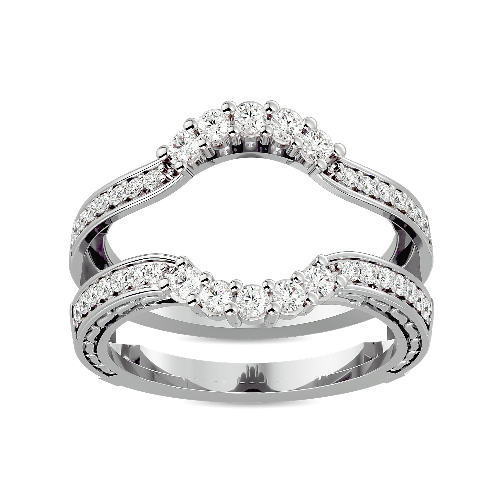 Diamond 1/2 Ct Tw Round Cut Guard Ring  In 14K White Gold
