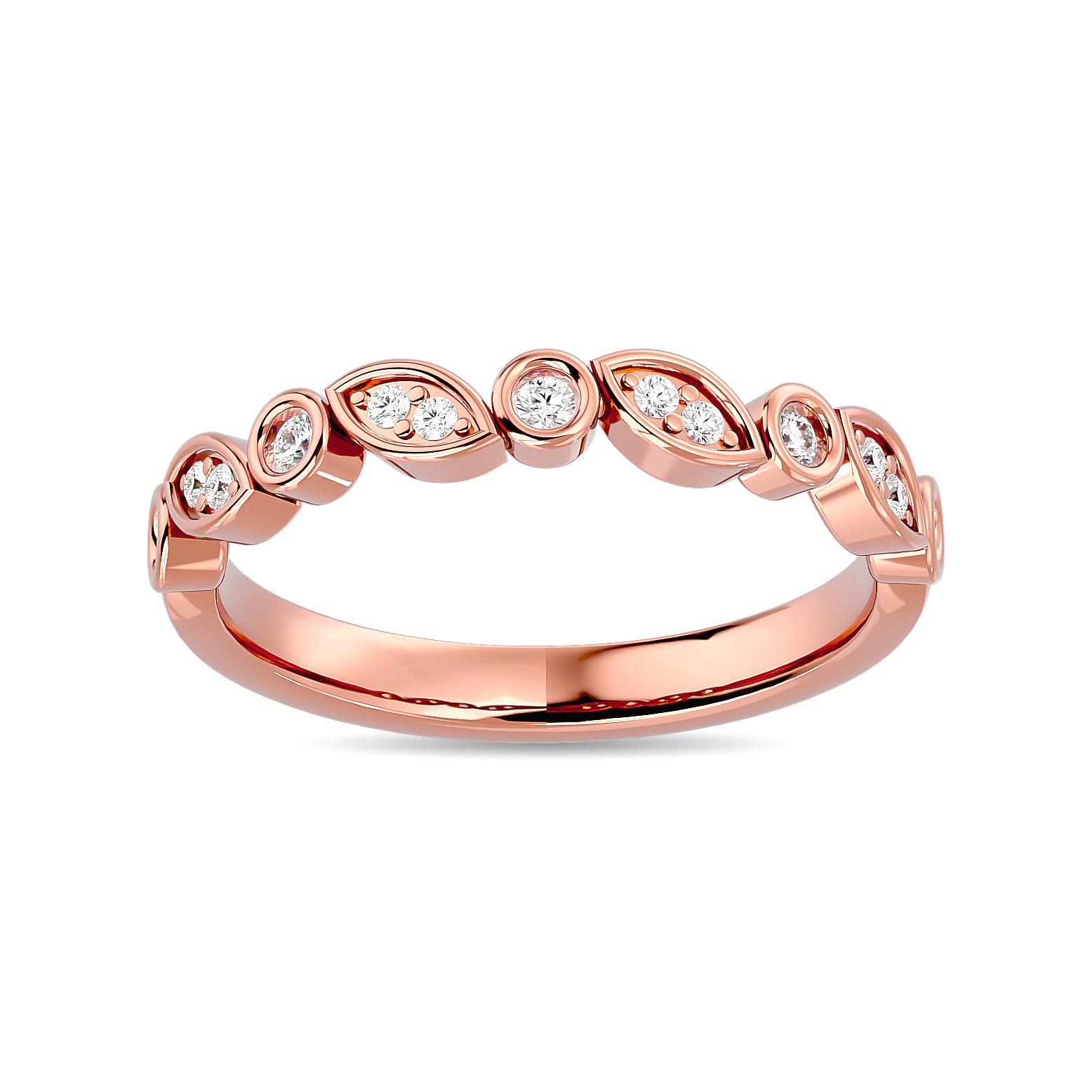 Diamond 1/6 Ct Tw Stack Band In 14K Rose Gold
