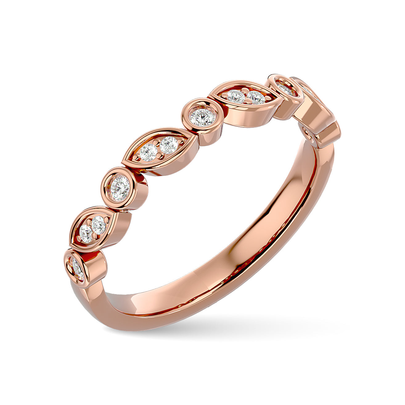 Diamond 1/6 Ct Tw Stack Band In 14K Rose Gold