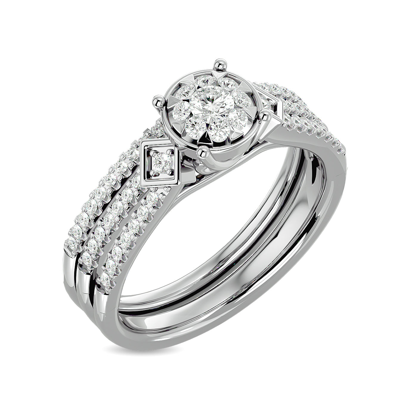 Diamond 1/2 Ct Tw Bridal Ring In 14K White Gold