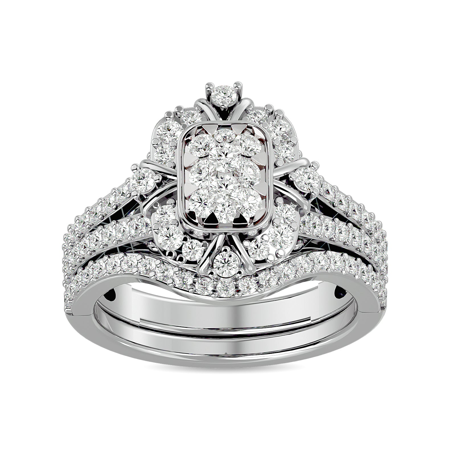 Diamond 1 Ct Tw Bridal Ring In 14K White Gold