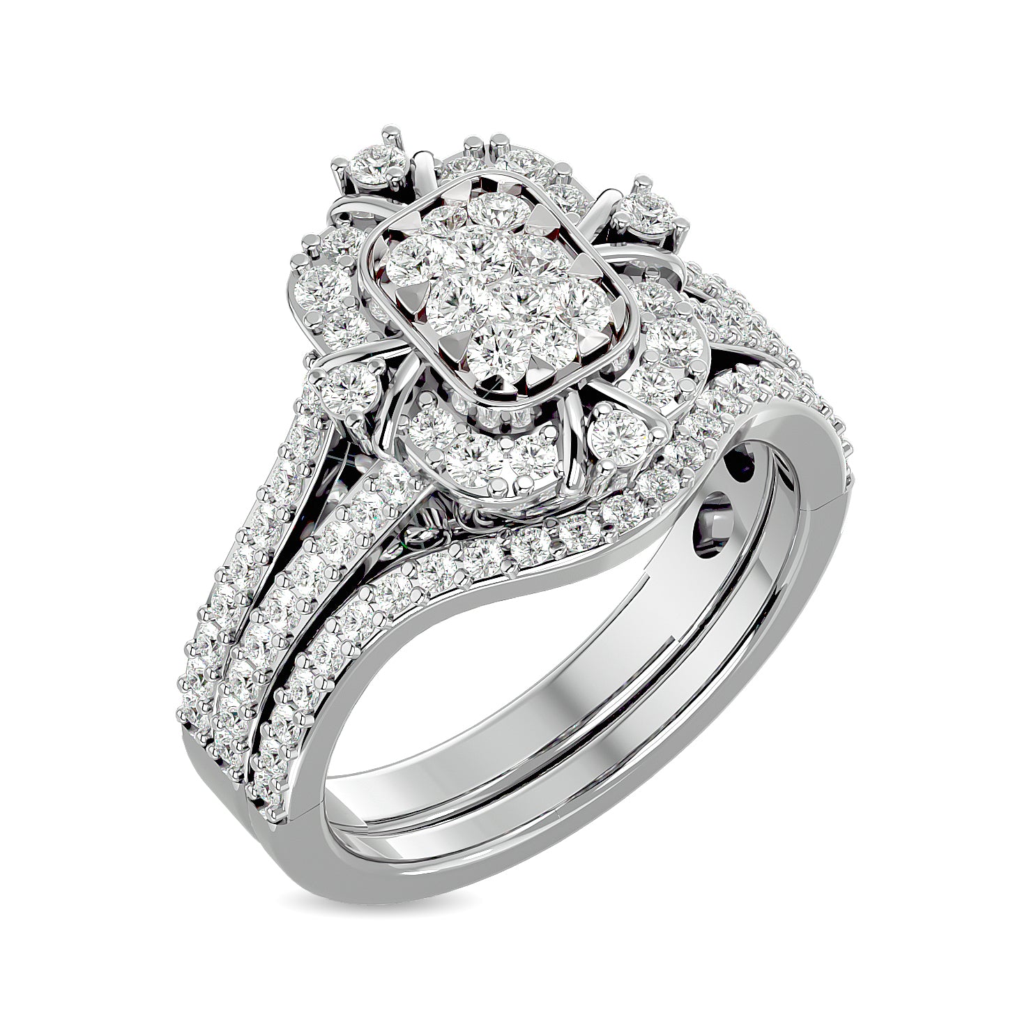 Diamond 1 Ct Tw Bridal Ring In 14K White Gold