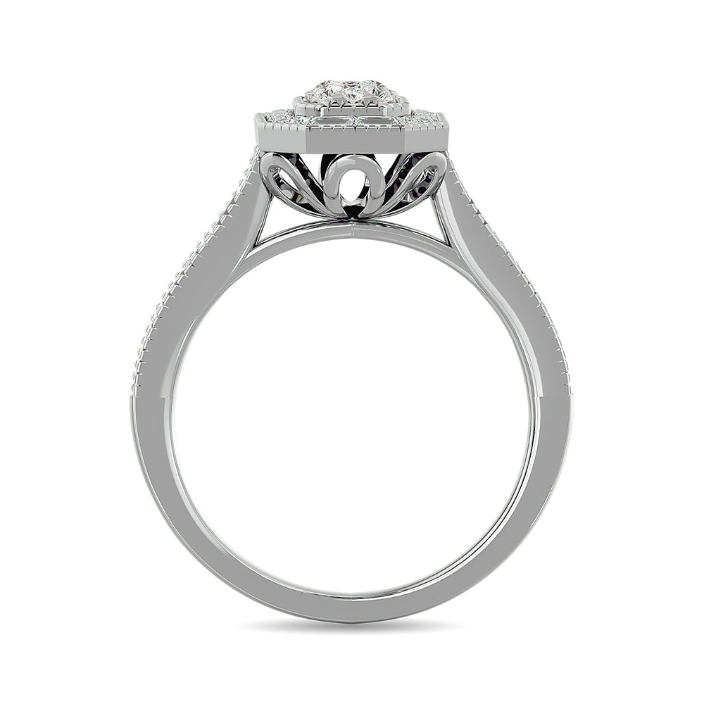 Diamond 1/2 Ct Tw Engagement Ring In 14K White Gold