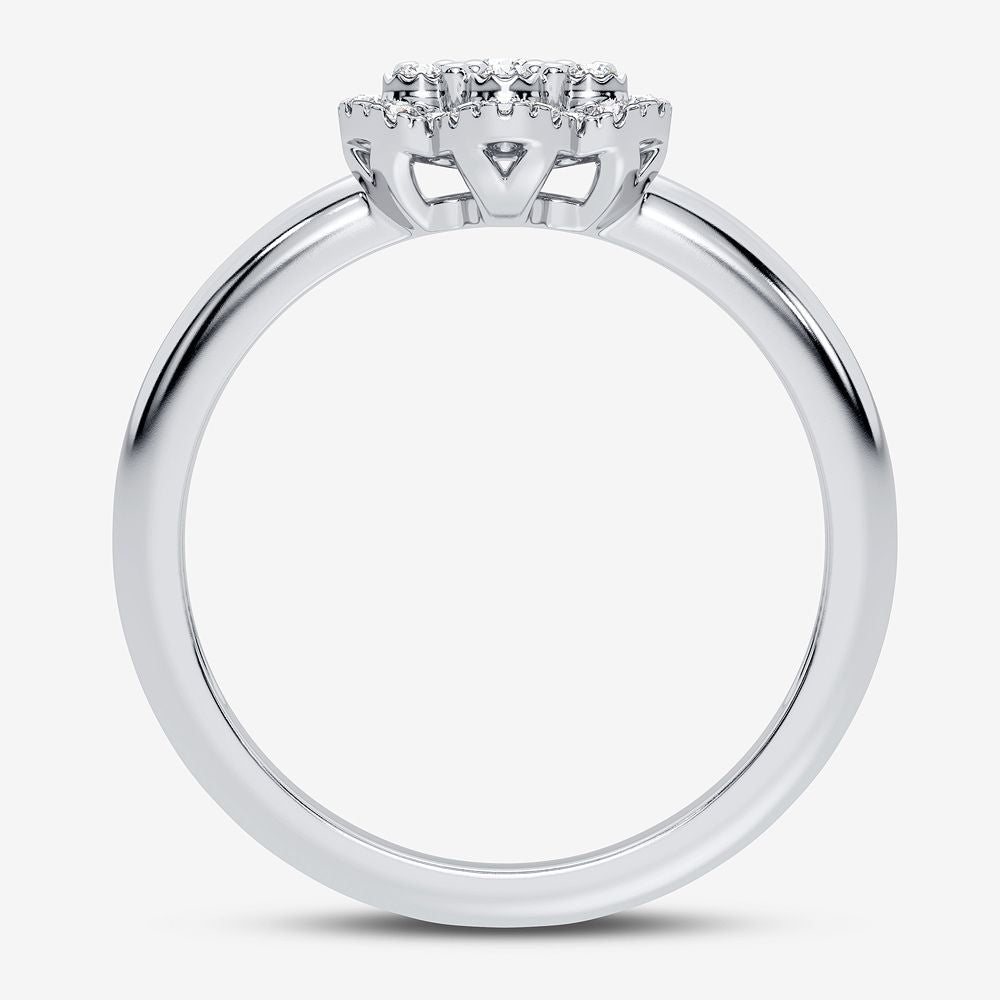 10K White Gold Elegant 0.14Ct Diamond Ring