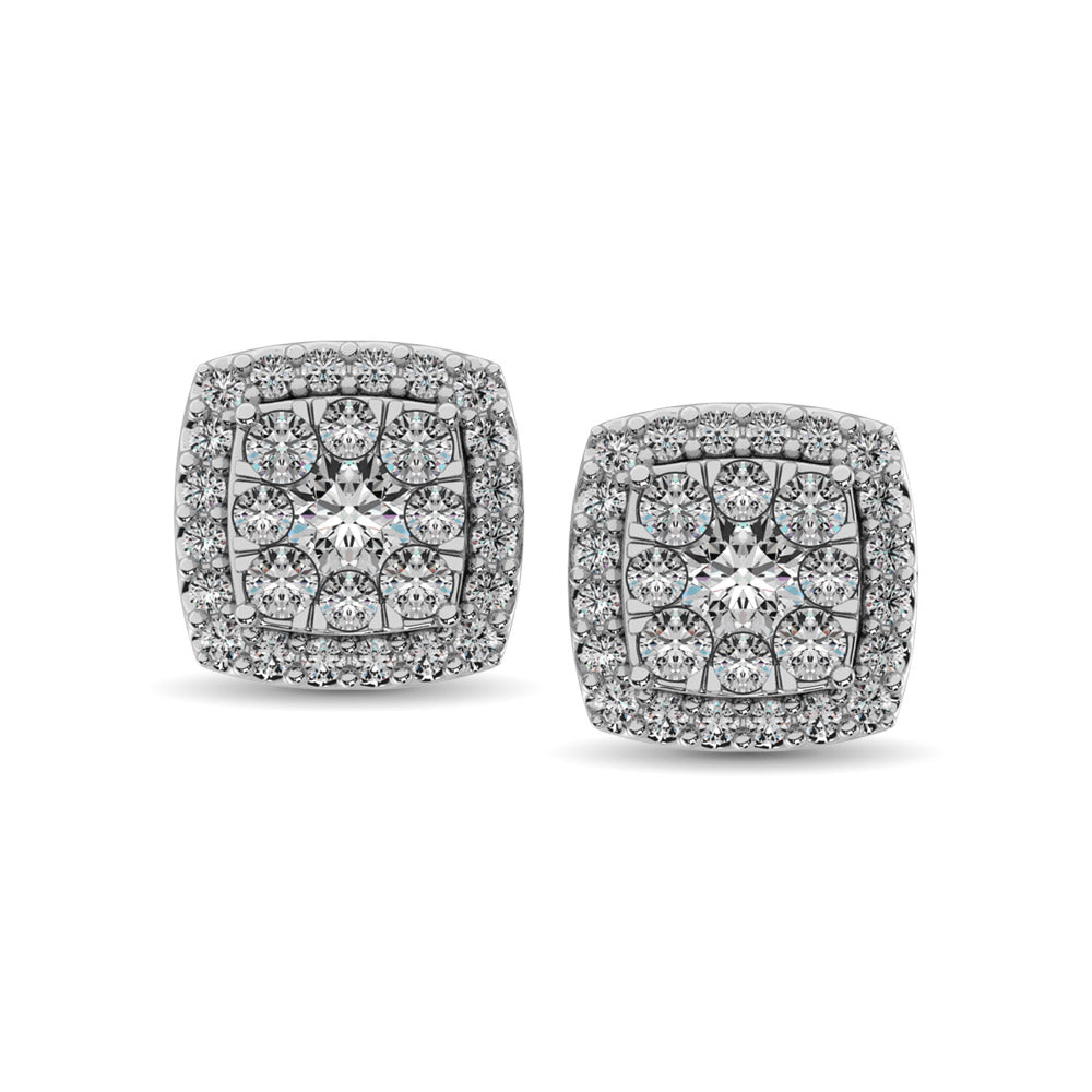 Diamond Stud Earrings 3/4 Ct Tw In 14K White Gold