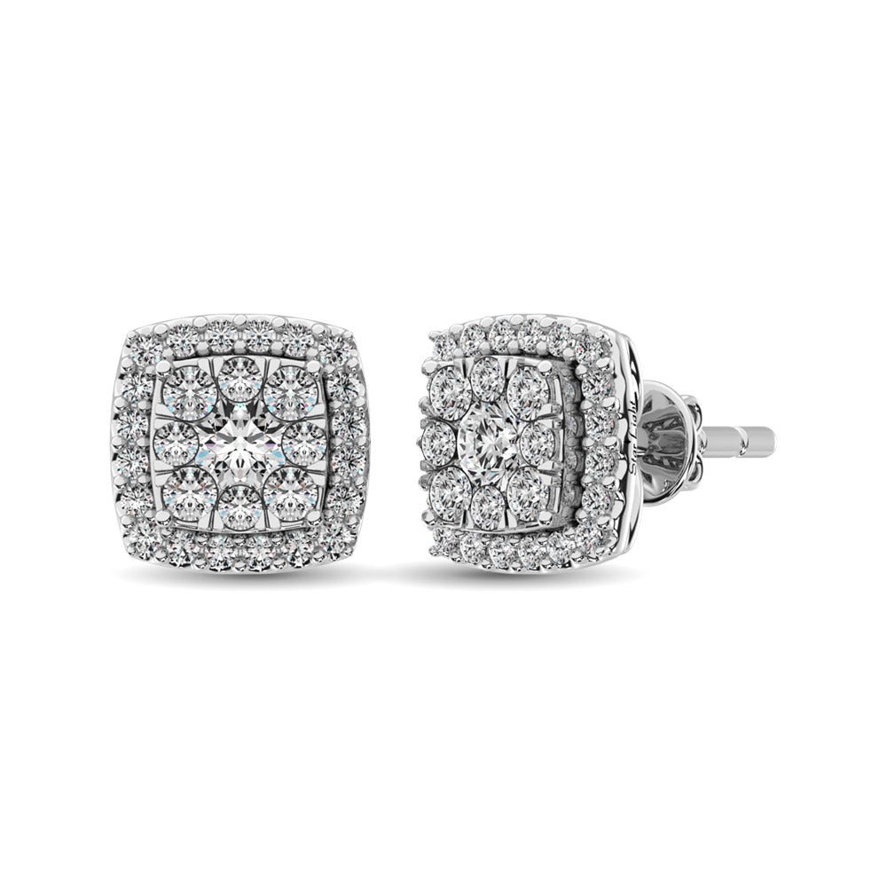 Diamond Stud Earrings 3/4 Ct Tw In 14K White Gold
