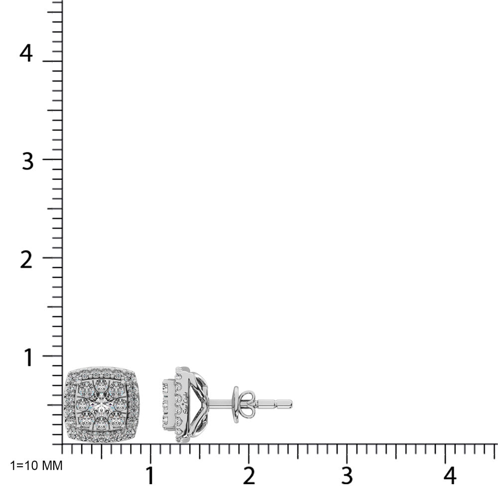 Diamond Stud Earrings 3/4 Ct Tw In 14K White Gold