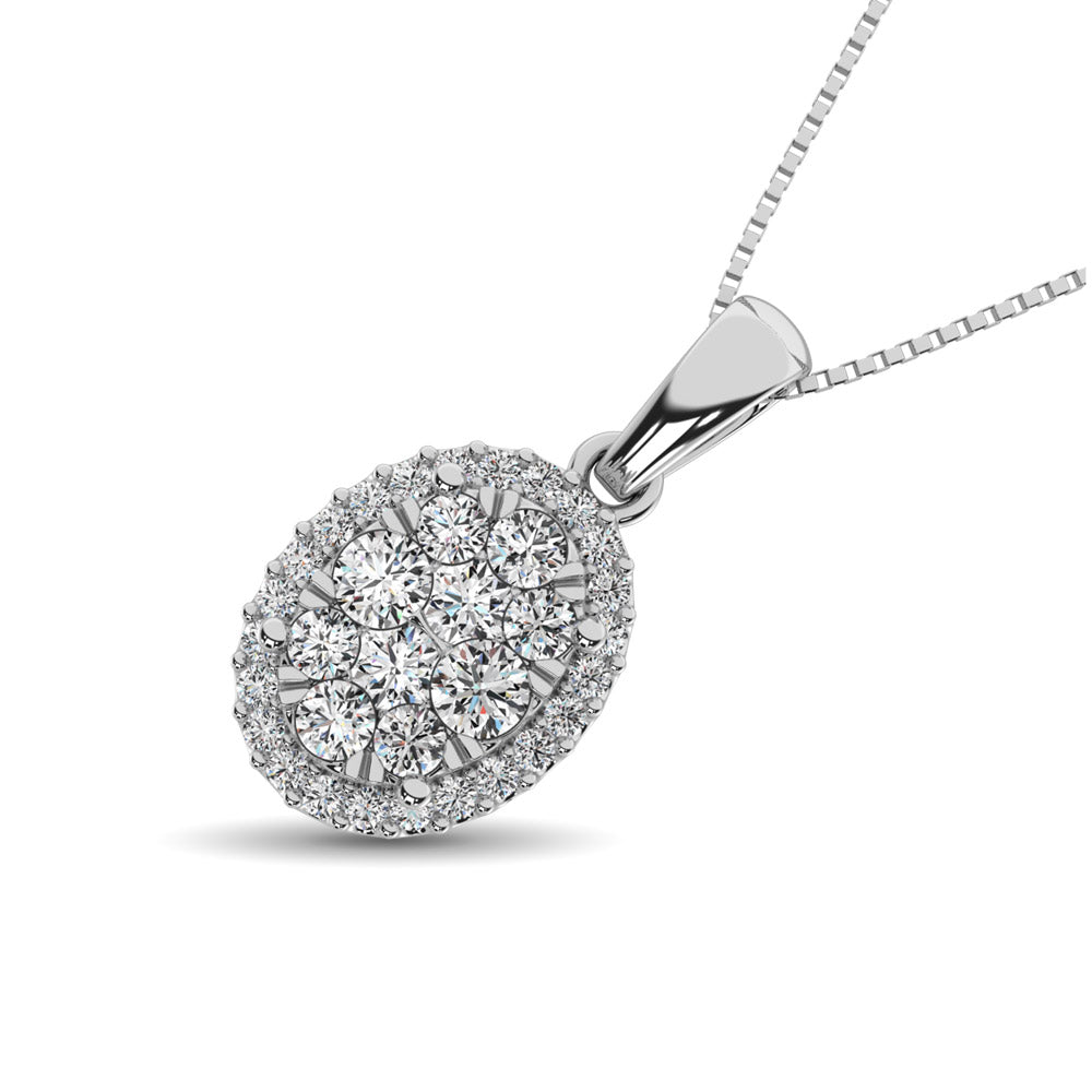 Diamond Fashion Pendant 5/8 Ct Tw Round Cut In 14K White Gold