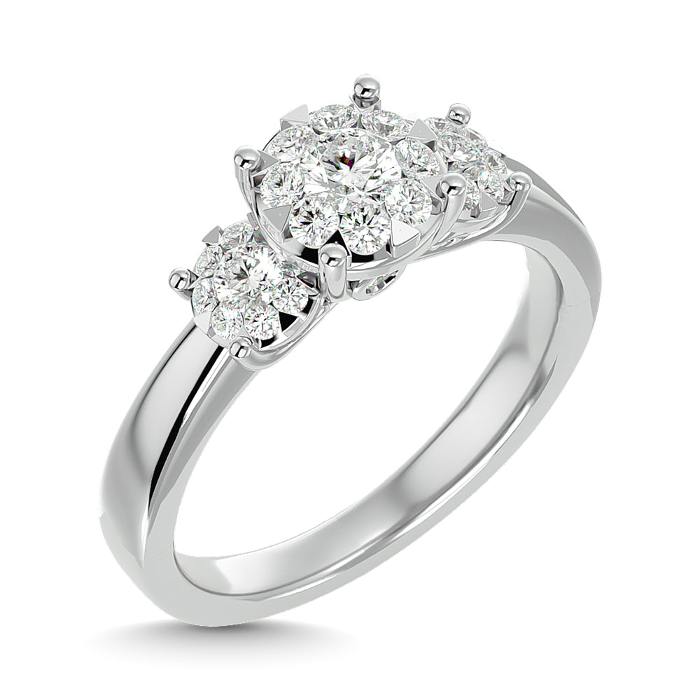 Diamond 3/4 Ct Tw Round Cut Engagement Ring  In 14K White Gold