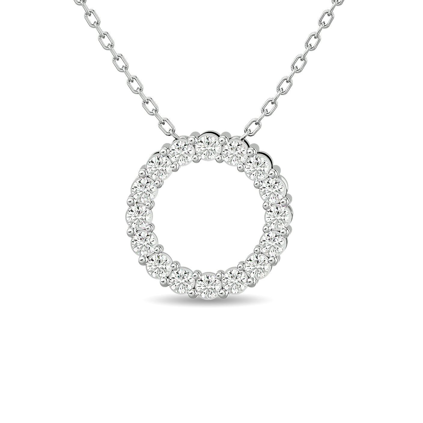 Diamond Open Circle Pendant 1/4 Ct Tw Round Cut In 10K White Gold