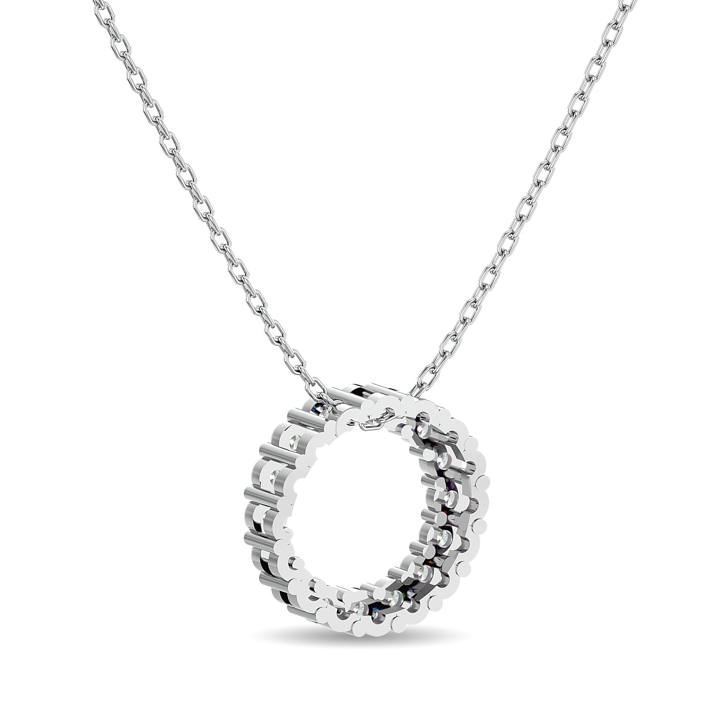 Diamond Open Circle Pendant 1/4 Ct Tw Round Cut In 10K White Gold