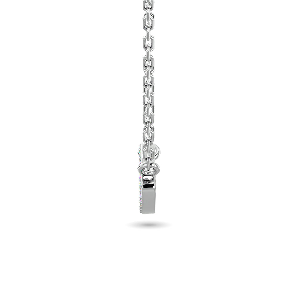 Diamond Eye Shape Necklace 1/5 Ct Tw In 10K White Gold