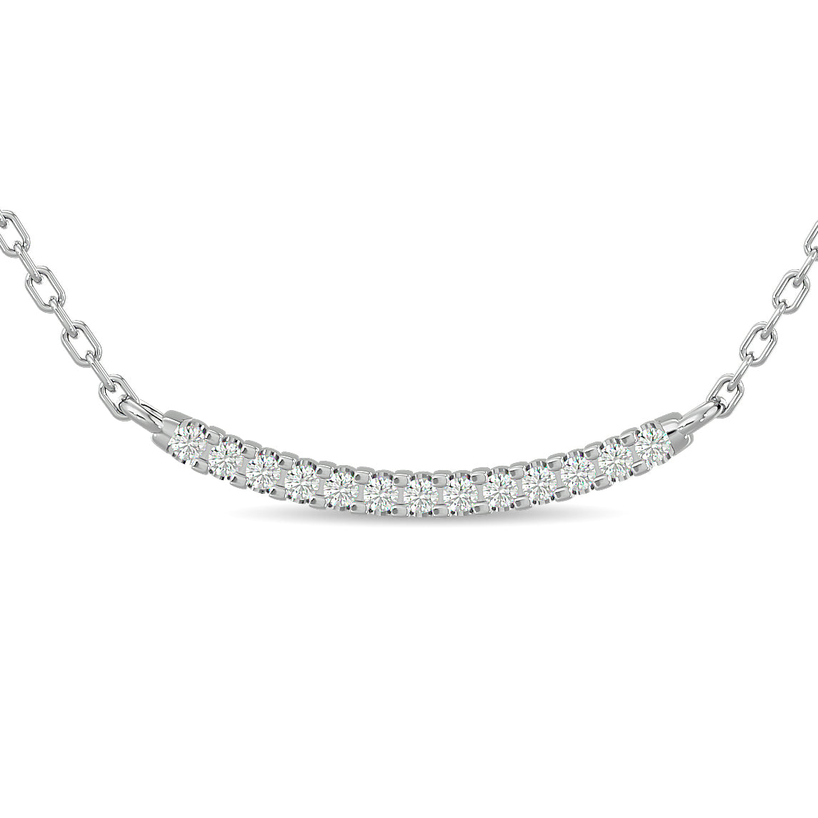 Diamond Round Cut Fashion Necklace 1/6 Ct Tw In 10K White Gold
