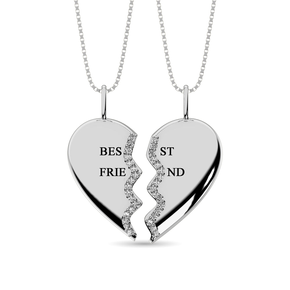 Diamond Best Friend Pendant 1/10 Ct Tw In Sterling Silver