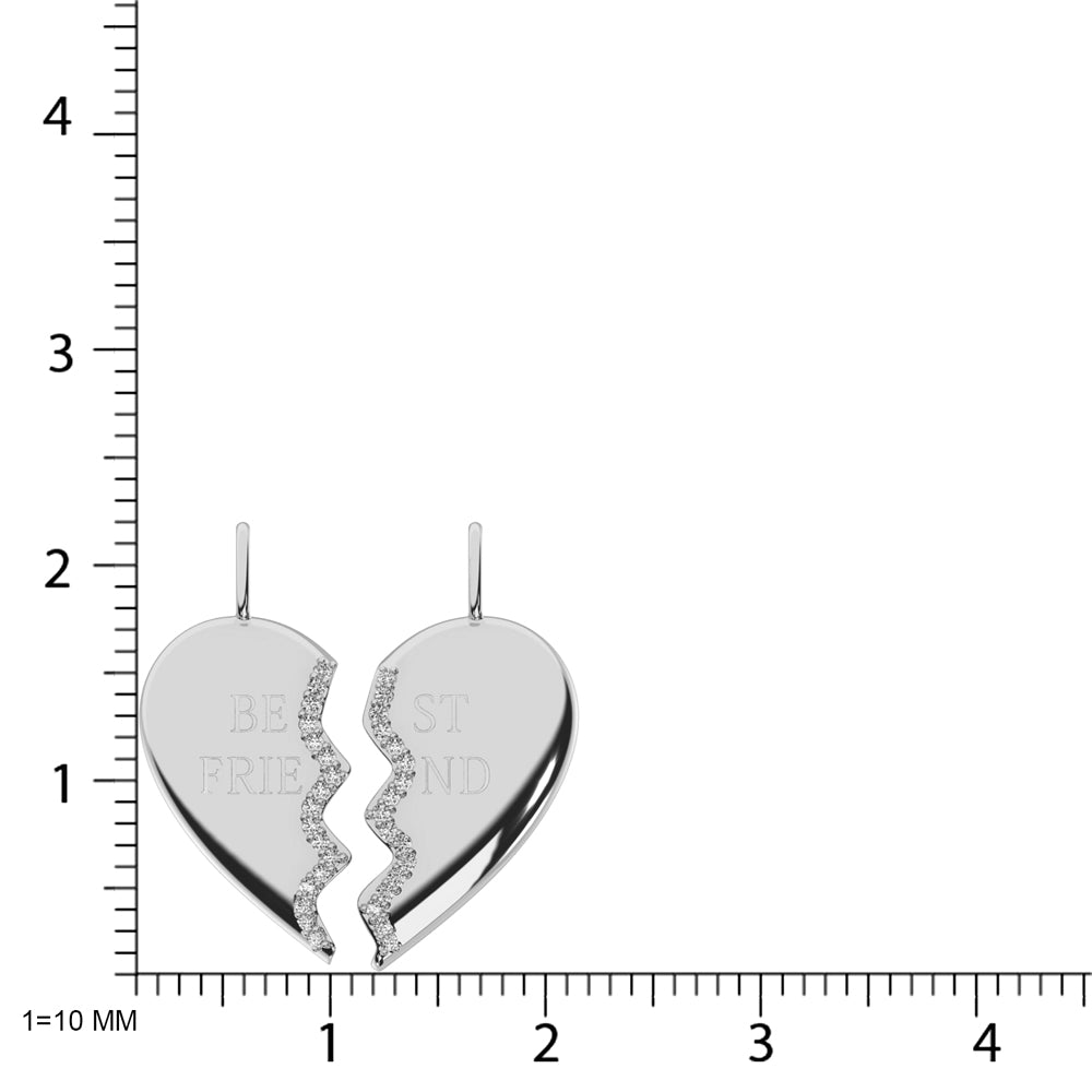 Diamond Best Friend Pendant 1/10 Ct Tw In Sterling Silver