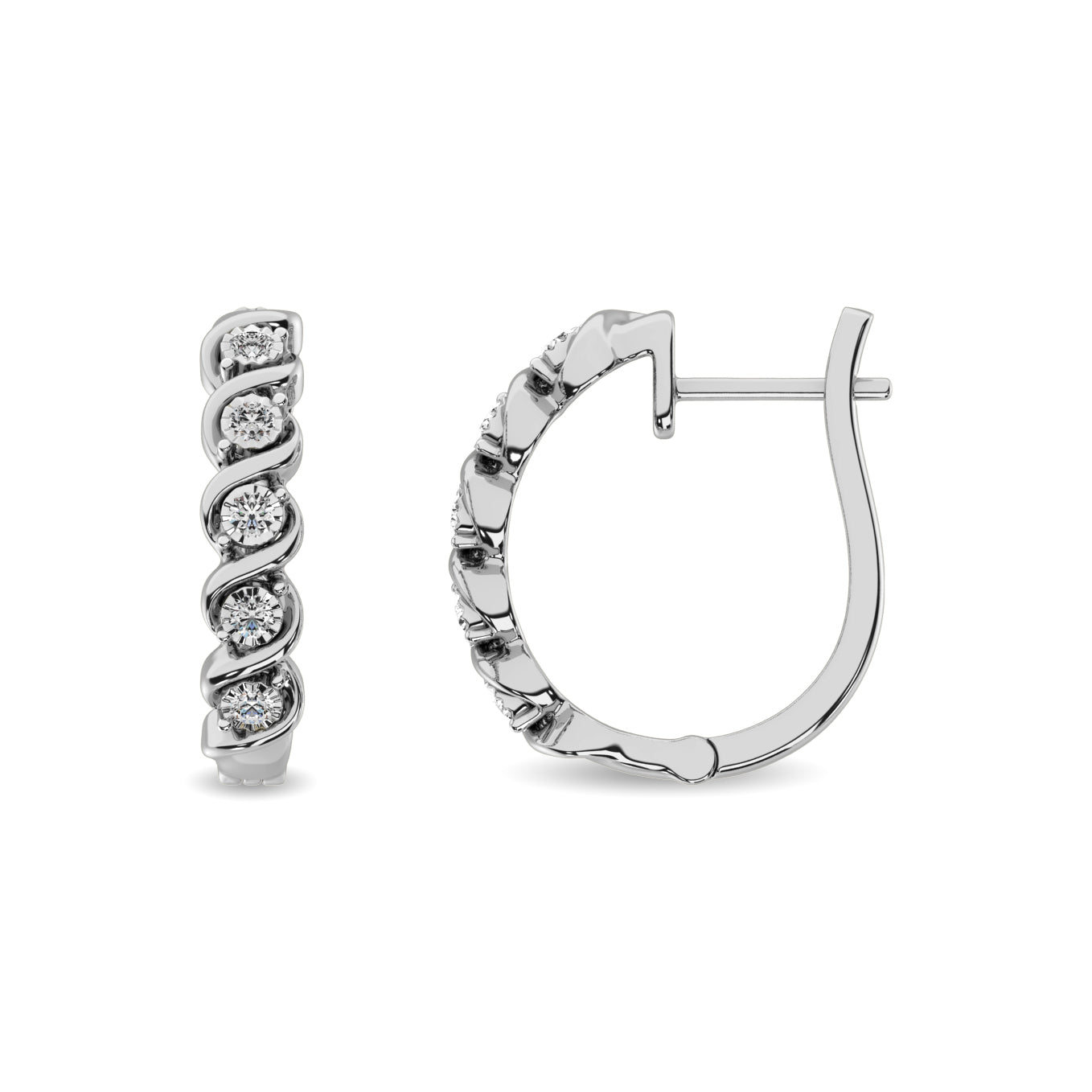 Diamond Hoop Earrings 1/10 Ct Tw In Sterling Silver