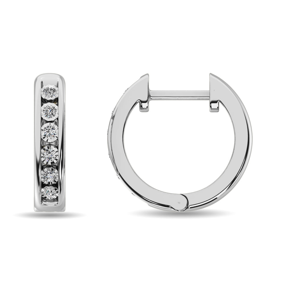 Diamond 1/50 ct tw Hoop Earrings  in Sterling Silver