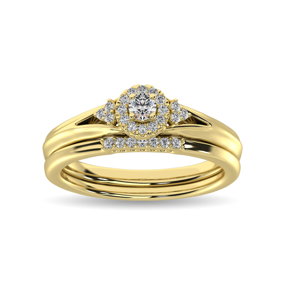 Diamond Bridal Ring 1/4 Ct Tw In Round-Cut 10K Yellow Gold
