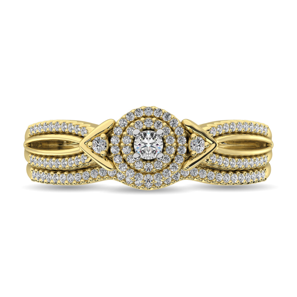 Diamond Bridal Ring 1/4 Ct Tw In Round-Cut 10K In Yellow Gold