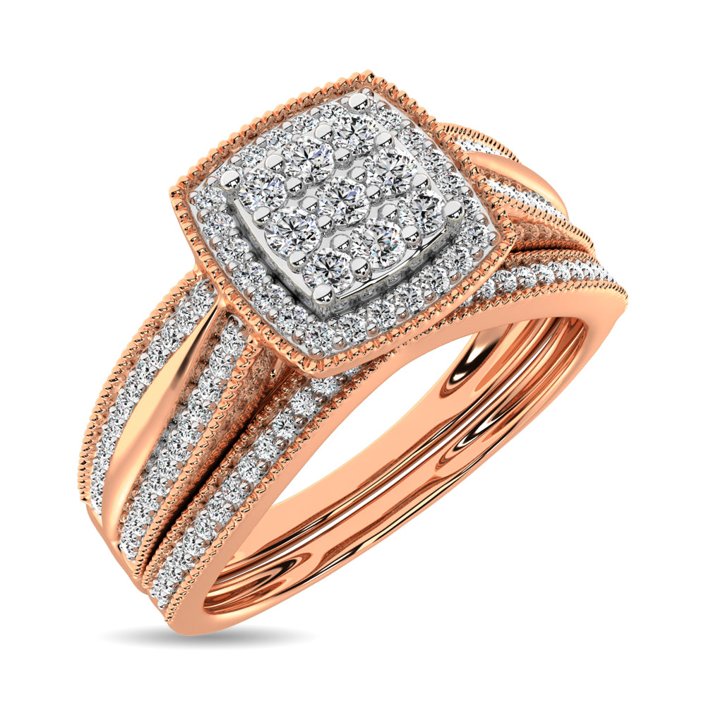 Diamond Bridal Ring 1/4 Ct Tw In Round-Cut 10K In Rose Gold