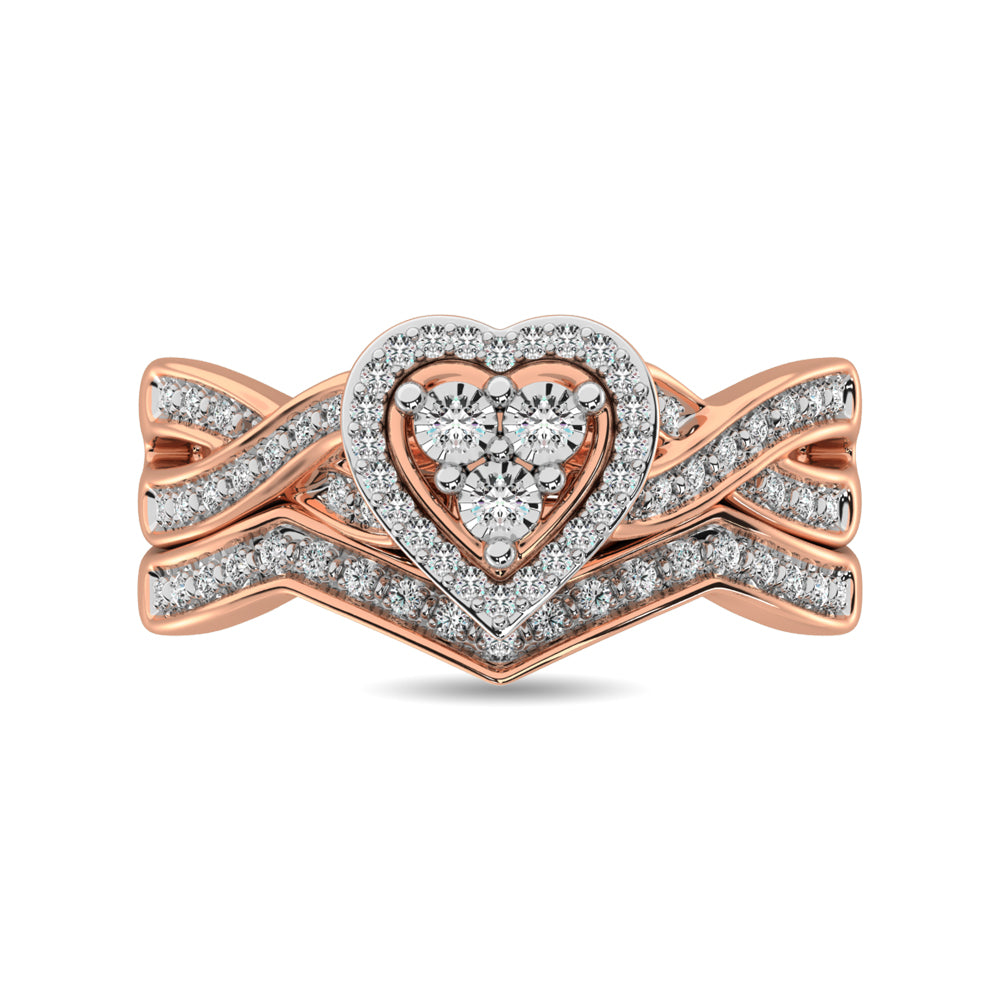 Diamond Bridal Ring 1/5 ct tw in Round-cut 10K in Rose Gold