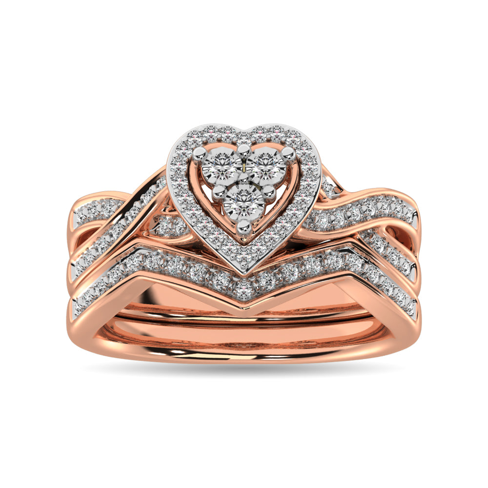 Diamond Bridal Ring 1/5 Ct Tw In Round-Cut 10K In Rose Gold