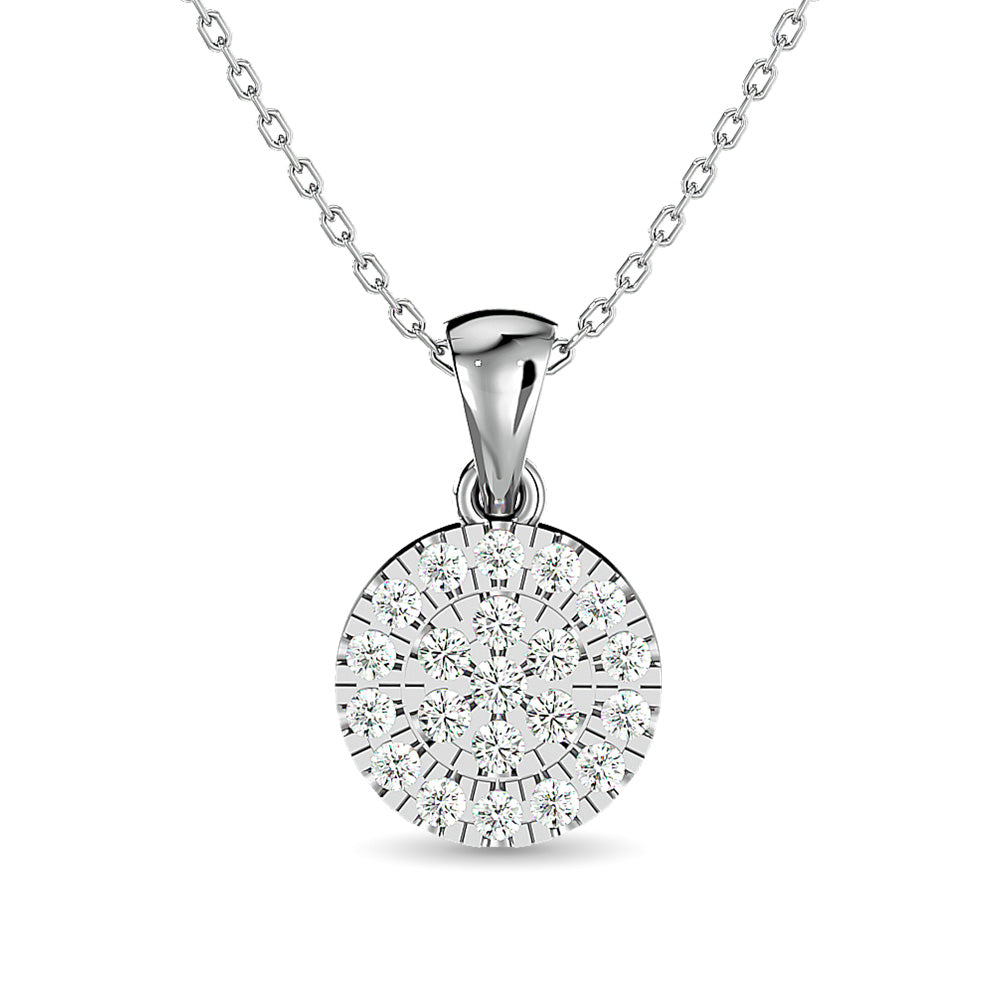 Diamond Round Shape Pendant 1/5 Ct Tw In 10K White Gold