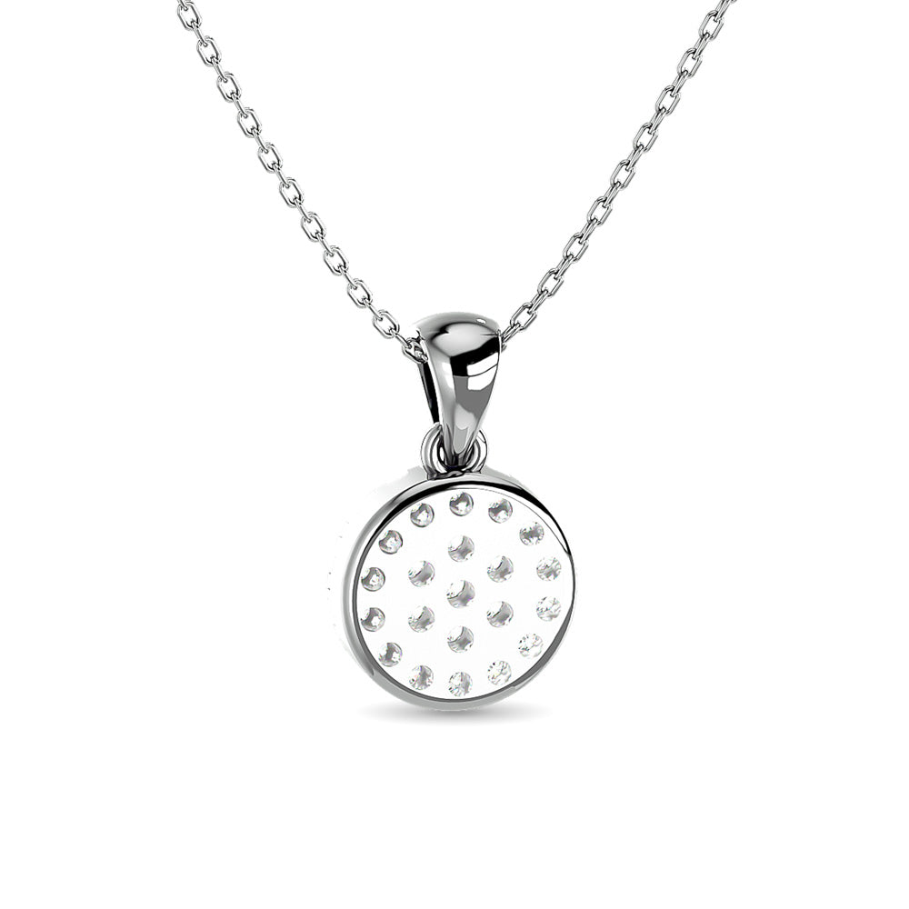 Diamond Round Shape Pendant 1/5 Ct Tw In 10K White Gold