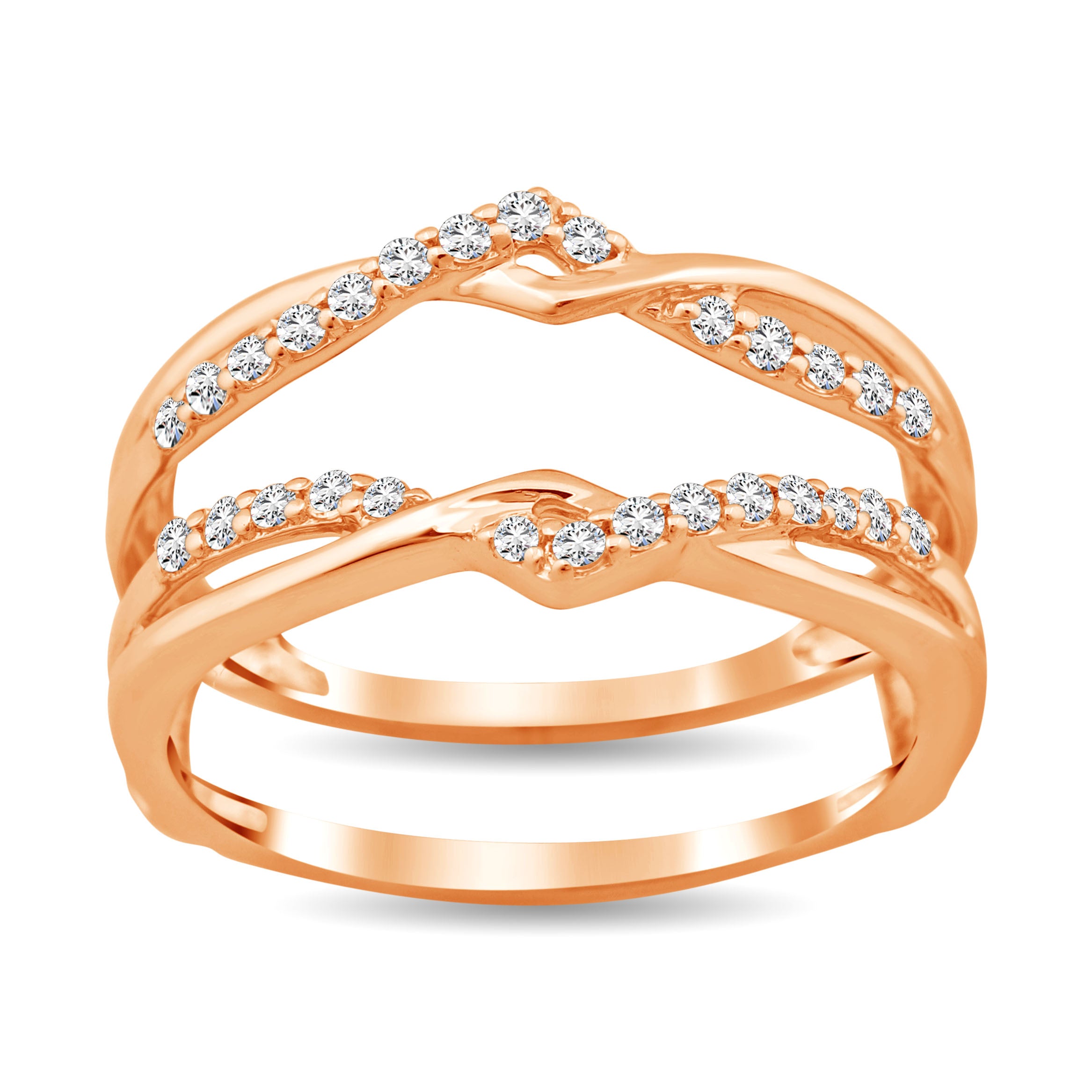 Diamond Guard Ring 1/4 Ct Tw In 10K Rose Gold