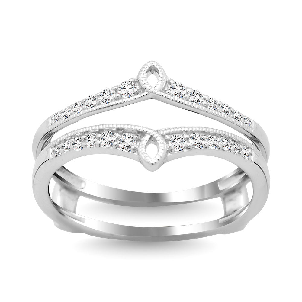 Diamond Guard Ring 1/5 Ct Tw In 10K White Gold