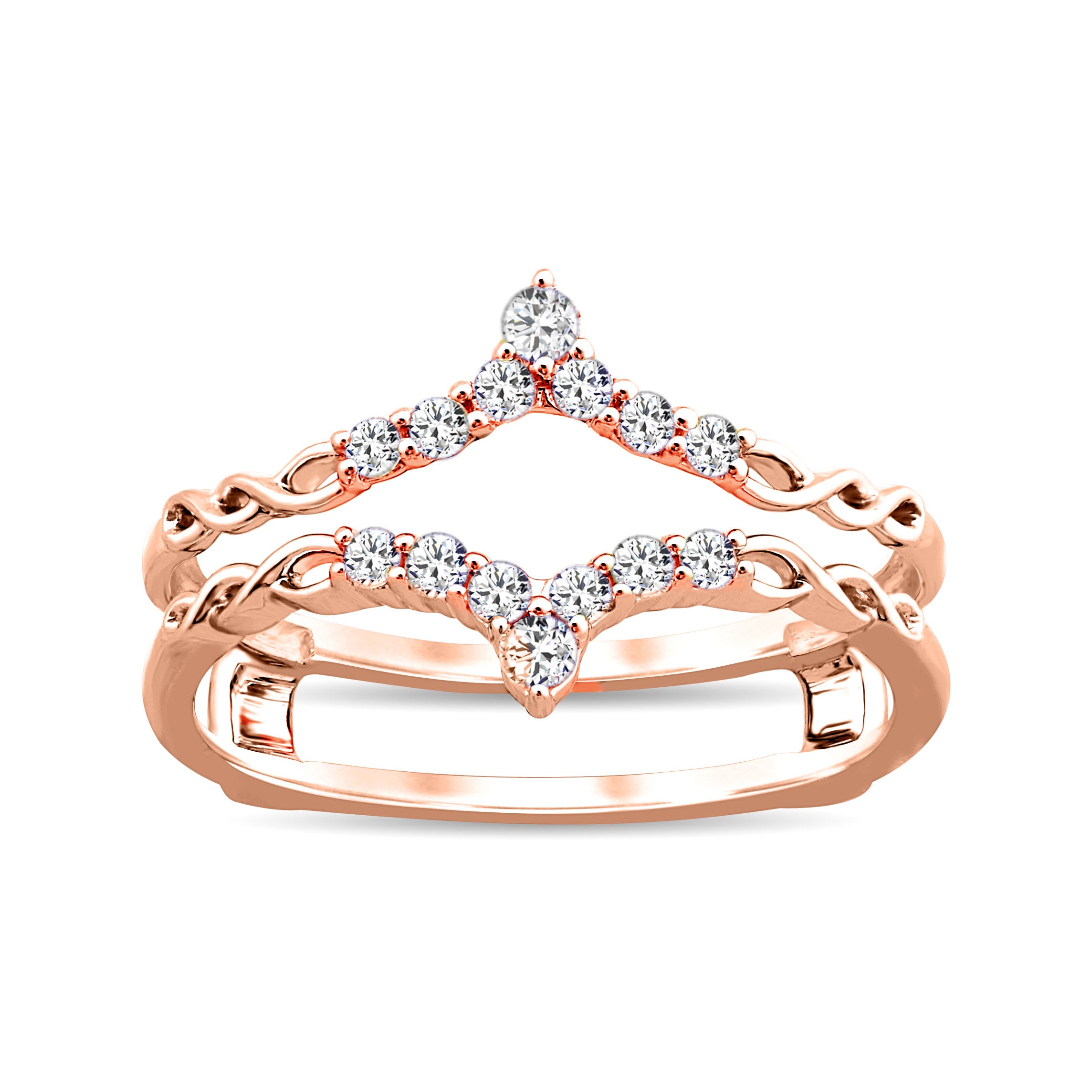 Diamond Guard Ring 1/5 Ct Tw In 10K Rose Gold