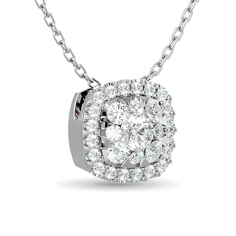 Diamond Round Shape Pendant 1/2 Ct Tw Round Cut In 14K White Gold