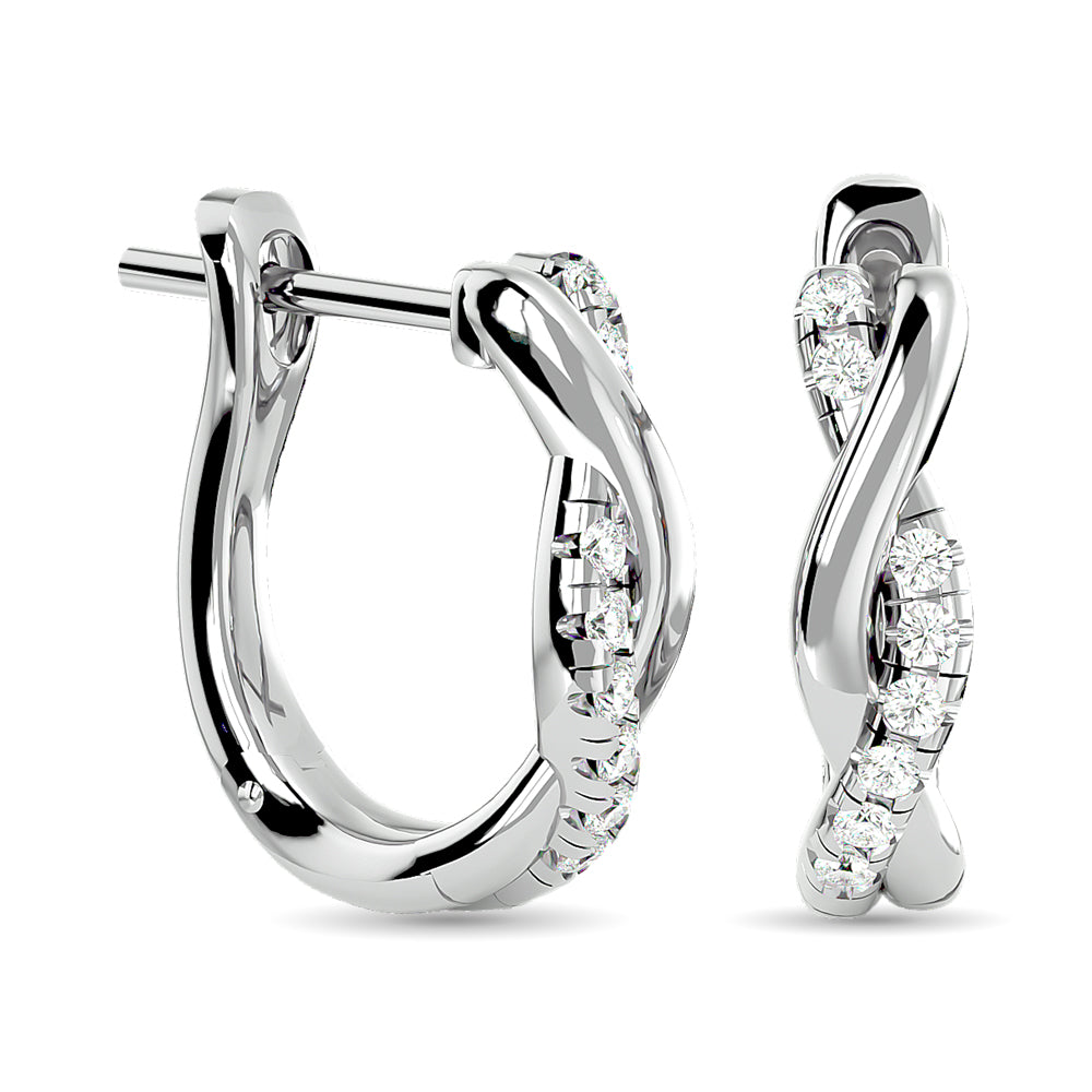 Diamond Hoop Earrings 1/5 Ct Tw In 10K White Gold