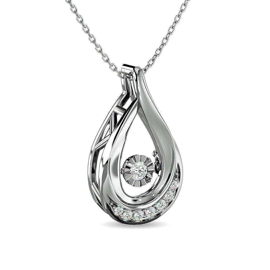 Diamond 1/10 Ct Tw Fashion Pendant  In 10K White Gold