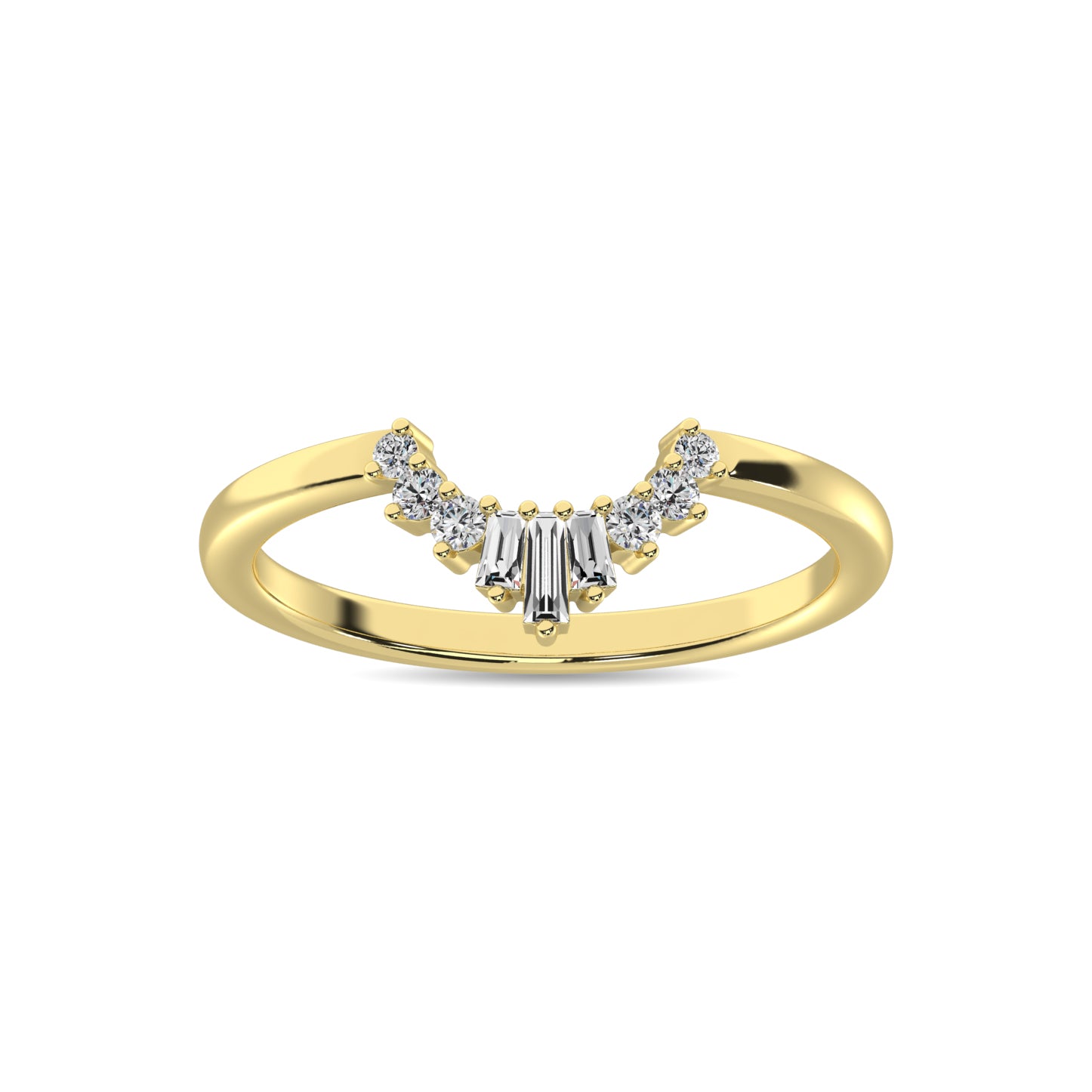 Diamond 1/6 Ct Tw Round And Baguette Fashion Ring  In 10K Yellow Gold
